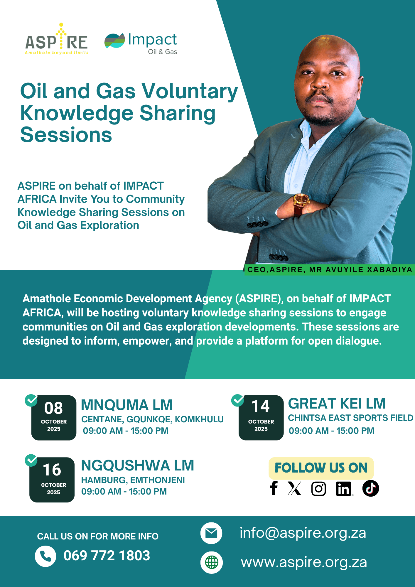 ASPIRE and IMPACT AFRICA to host Community Knowledge-Sharing Sessions on Oil and Gas Exploration