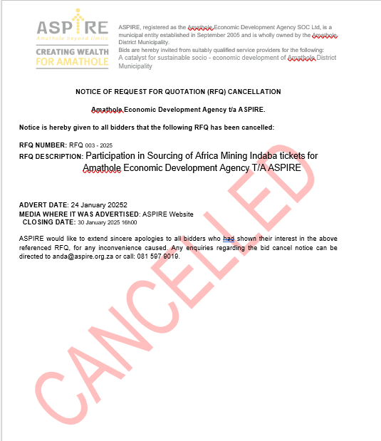 NOTICE OF REQUEST FOR QUOTATION (RFQ) CANCELLATION